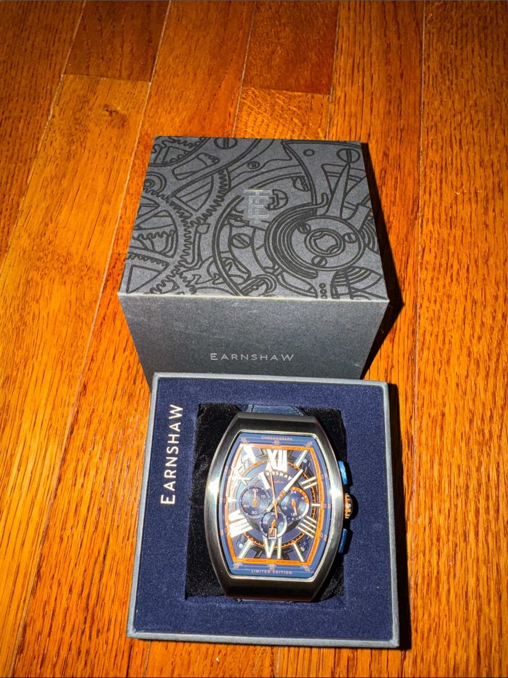 Men's Blue and Orange Chronograph Watch